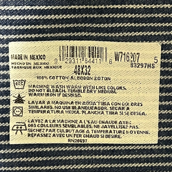 VINTAGE Dickies Blue White Hickory Striped 100% Cotton Bib Overalls - Picture 7 of 11